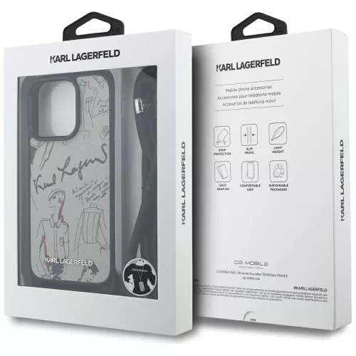 Karl Lagerfeld - Saffiano MagSafe Crossbody (KLHCP16XPGGRMPCG) - iPhone 16 Pro Max - Grey