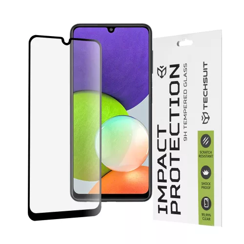 Techsuit - 111D Full Cover / Full Glue üvegfólia - Samsung Galaxy A22 4G / M22 4G - Fekete széllel