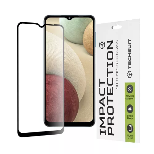 Techsuit - 111D Full Cover / Full Glue üvegfólia - Samsung Galaxy A02 / M02 / A12 / A12 Nacho / F12 / M12 / A32 5G - Fekete