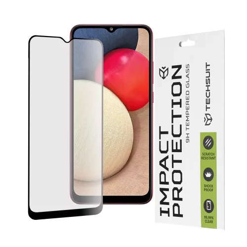 Techsuit - 111D Full Cover / Full Glue üvegfólia - Samsung Galaxy A02s / A03 / A03s / A03 Core / A04e / M04 - Fekete széllel
