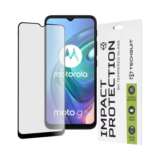 Techsuit - 111D Full Cover / Full Glue üvegfólia - Motorola Moto G10 / Moto G20 / Moto G30 / Moto E7 Plus / Moto G9 Play - Fekete széllel