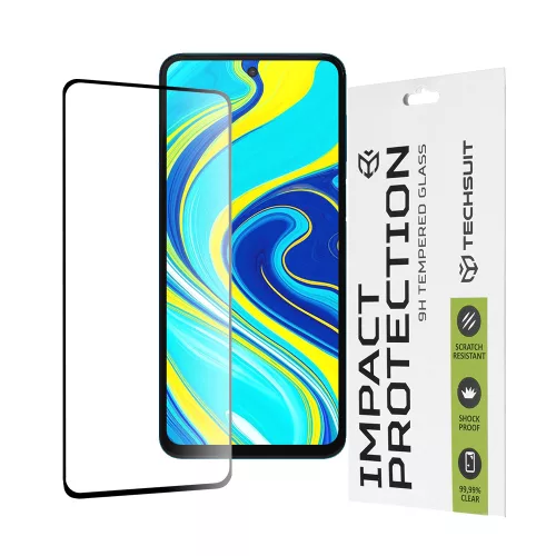 Techsuit - 111D Full Cover / Full Glue üvegfólia - Xiaomi Redmi Note 9S / Note 9 Pro / Note 9 Pro Max - Fekete széllel
