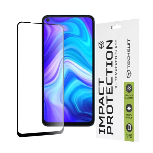 Techsuit - 111D Full Cover / Full Glue üvegfólia - Xiaomi Redmi Note 9 / Redmi 10X 4G - Fekete széllel