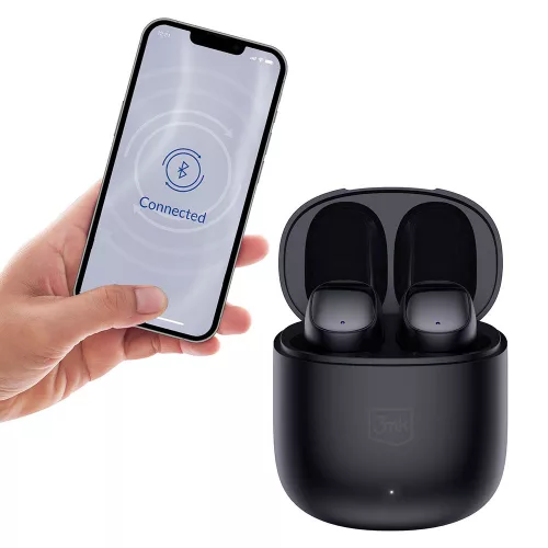3mk - Vezeték nélküli fejhallgató FlowBuds - Bluetooth V5.3, Hi-Fi hangminőség, passzív zajszűrés, érintésvezérlés - fekete