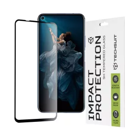   Techsuit - 111D Full Cover / Full Glue üvegfólia - Huawei nova 5T / Honor 20 / Honor 20 Pro / Mate 30 Lite - Fekete széllel