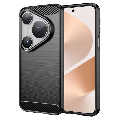 Techsuit - Carbon szilikon tok - Huawei Pura 80 Pro / 80 Ultra - Fekete