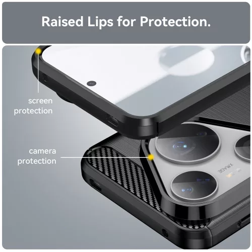 Techsuit - Carbon szilikon tok - Huawei Pura 80 Pro / 80 Ultra - Fekete