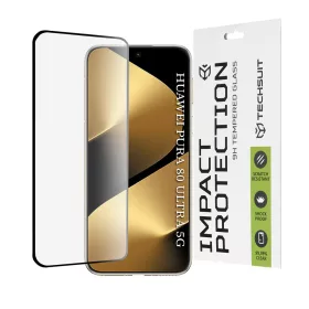   Techsuit - 111D Full Cover / Full Glue üvegfólia / 3D kerekített szélű kijelzőhöz - Huawei Pura 80 Ultra - Fekete széllel