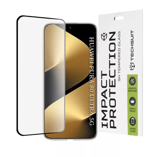 Techsuit - 111D Full Cover / Full Glue üvegfólia / 3D kerekített szélű kijelzőhöz - Huawei Pura 80 Ultra - Fekete széllel