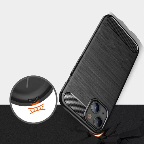 Techsuit - Carbon szilikon tok - iPhone 13 mini - Fekete
