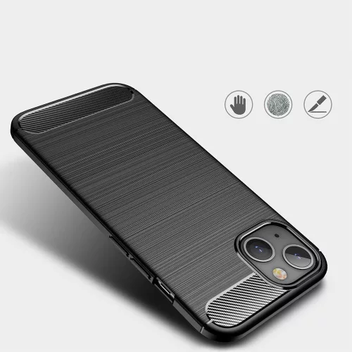 Techsuit - Carbon szilikon tok - iPhone 13 - Fekete