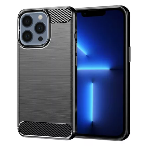 Techsuit - Carbon szilikon tok - iPhone 13 Pro Max - Fekete