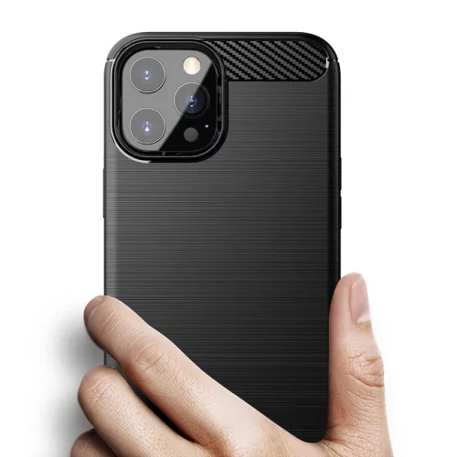 Techsuit - Carbon szilikon tok - iPhone 13 Pro Max - Fekete