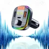 Yesido - Car Charger (Y45) - with FM Transmitter, 2xUSB-A, Type-C, LED Display, RGB Light, 18W - Black