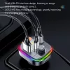 Yesido - Car Charger (Y45) - with FM Transmitter, 2xUSB-A, Type-C, LED Display, RGB Light, 18W - Black