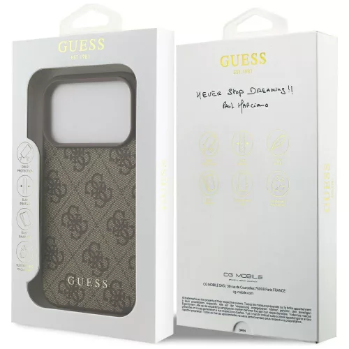 Guess - Keménytok 4G Klasszikus (GUHCP17LG4GFBR) - iPhone 17 Pro - Barna