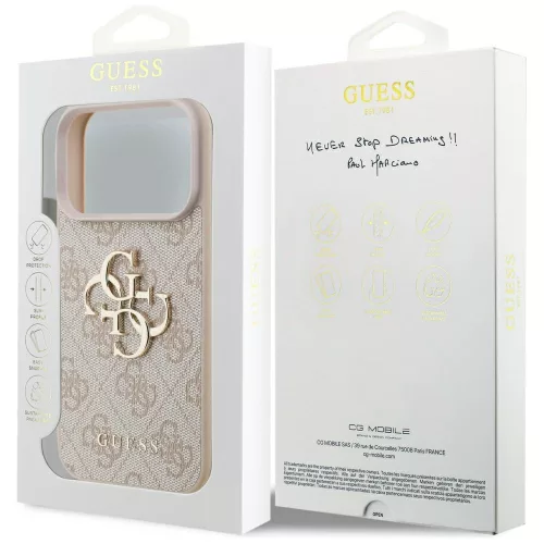Guess - Keménytok 4G Nagy Logó (GUHCP17L4GMGPI) - iPhone 17 Pro - Rózsaszín