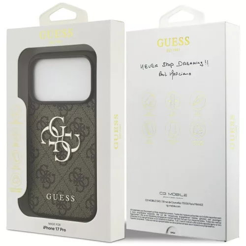Guess - Keménytok 4G Nagy Logó (GUHCP17L4GMGBR) - iPhone 17 Pro - Barna