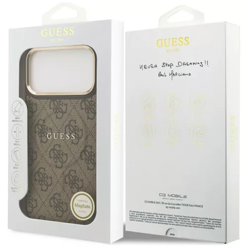 Guess - Keménytok 4G Klasszikus MagSafe (GUHMP17LP4MSEGCW) - iPhone 17 Pro - Barna