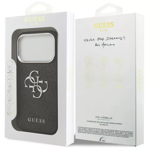 Guess - Keménytok Nagy 4G Klasszikus Logó (GUHCP17LP4G4SMCK) - iPhone 17 Pro - Fekete