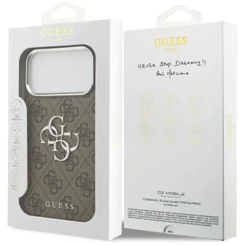 Guess - Keménytok Nagy 4G Klasszikus Logó (GUHCP17XP4G4SMCW) - iPhone 17 Pro Max - Barna