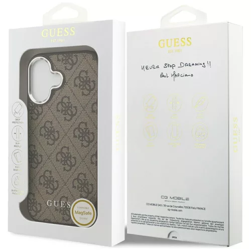 Guess - Keménytok 4G Klasszikus Logó MagSafe (GUHMP17SP4GSSMCW) - iPhone 17 - Barna