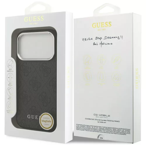 Guess - Keménytok 4G Klasszikus Logó MagSafe (GUHMP17LP4GSSMCK) - iPhone 17 Pro - Fekete