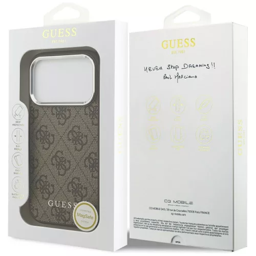 Guess - Keménytok 4G Klasszikus Logó MagSafe (GUHMP17LP4GSSMCW) - iPhone 17 Pro - Barna