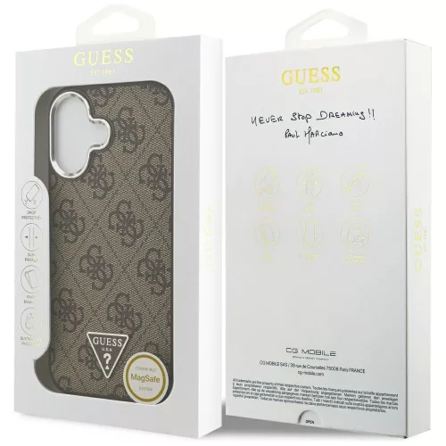 Guess - Keménytok 4G Háromszög Logó MagSafe (GUHMP17SP4TSRCMW) - iPhone 17 - Barna
