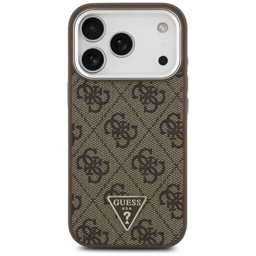 Guess - Keménytok 4G Háromszög Logó MagSafe (GUHMP17LP4TSRCMW) - iPhone 17 Pro - Barna