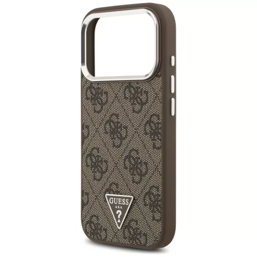 Guess - Keménytok 4G Háromszög Logó MagSafe (GUHMP17LP4TSRCMW) - iPhone 17 Pro - Barna