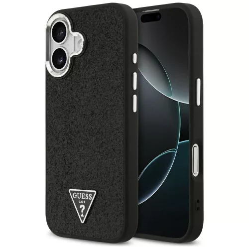 Guess - Csillámos Háromszög Logó MagSafe (GUHMP17SPFGTSCMK) - iPhone 17 - Fekete