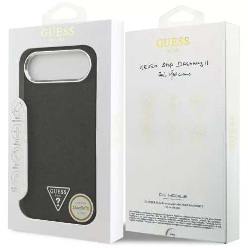 Guess - Csillámos Háromszög Logó MagSafe (GUHMP17MPFGTSCMK) - iPhone 17 Air - Fekete