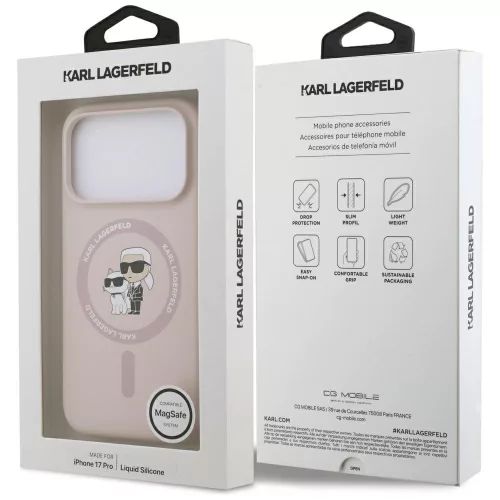 Karl Lagerfeld - Silicone Ring MagSafe (KLHMP17LSCMKCRHP) - iPhone 17 Pro - Pink Karl&Choupette