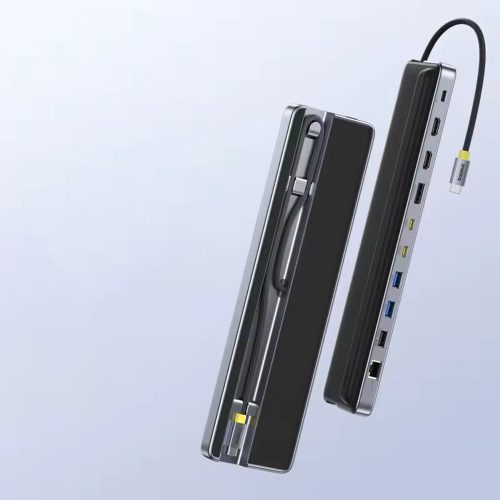 Baseus - Docking Station EliteJoy EH3 (B0114200) - USB-C to 2x HDMI, DP, 3x Type-C, 3x USB, SD/TF, RJ45, 10Gbps - Space Grey