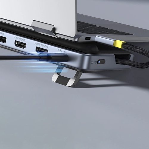 Baseus - Docking Station EliteJoy EH3 (B0114200) - USB-C to 2x HDMI, DP, 3x Type-C, 3x USB, SD/TF, RJ45, 10Gbps - Space Grey