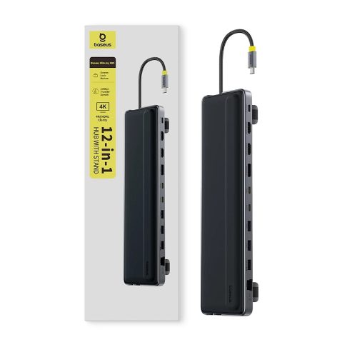 Baseus - Docking Station EliteJoy EH3 (B0114200) - USB-C to 2x HDMI, DP, 3x Type-C, 3x USB, SD/TF, RJ45, 10Gbps - Space Grey
