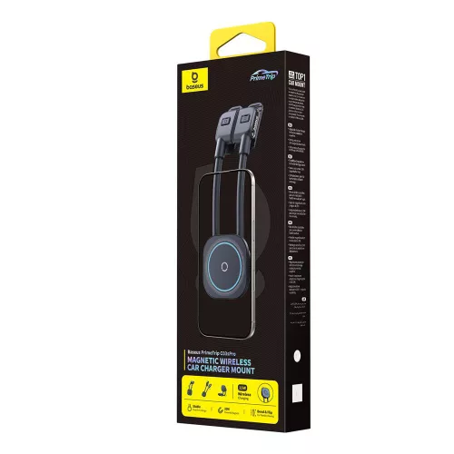 Baseus - Autós tartó PrimeTrip C03s Pro (C0013B01) - Mágneses Műszerfalra, Állítható, Type-C, 3M Adhesive - Black