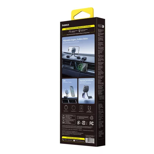 Baseus - Autós tartó PrimeTrip C03s Pro (C0013B01) - Mágneses Műszerfalra, Állítható, Type-C, 3M Adhesive - Black