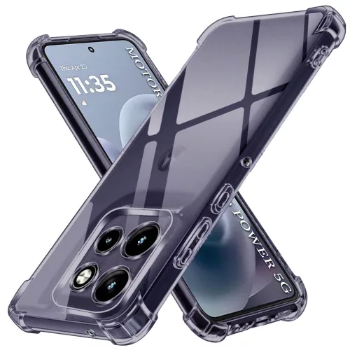 Techsuit - Shockproof Átlátszó Ütésálló Szilikon tok - Motorola Moto G86 Power - Átlátszó fekete