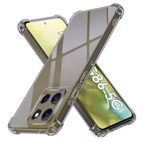 Techsuit - Shockproof Átlátszó Ütésálló Szilikon tok - Motorola Moto G86 - Átlátszó fekete