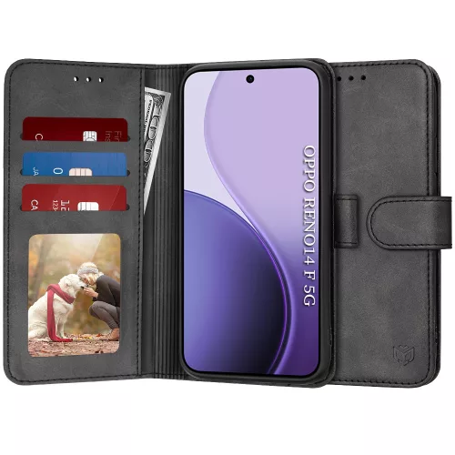 Techsuit - Diary Book kinyitható tok - Oppo Reno14 F / Reno14 FS 5G - Fekete