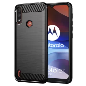   Techsuit - Carbon szilikon tok - Motorola Moto E7 Power / Moto E7i Power - Fekete