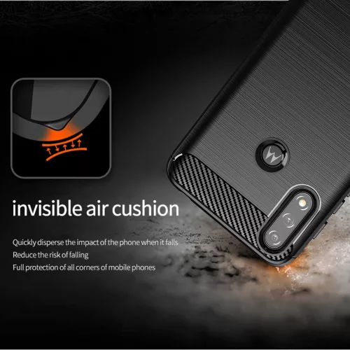 Techsuit - Carbon szilikon tok - Motorola Moto E7 Power / Moto E7i Power - Fekete