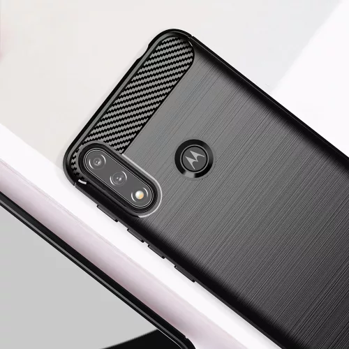 Techsuit - Carbon szilikon tok - Motorola Moto E7 Power / Moto E7i Power - Fekete