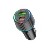 Borofone - Car Charger Brilliant (BZ21) - USB, Type-C, Fast Charge, Dual Port, PD30W, QC3.0, 48W, Built-in LED - Black