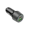 Borofone - Car Charger Brilliant (BZ21) - USB, Type-C, Fast Charge, Dual Port, PD30W, QC3.0, 48W, Built-in LED - Black