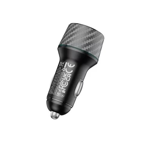 Borofone - Car Charger Brilliant (BZ21) - USB, Type-C, Fast Charge, Dual Port, PD30W, QC3.0, 48W, Built-in LED - Black