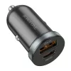 Borofone - Car Charger Scenery (BZ22) - USB, Type-C, Fast Charge, Dual Port, PD30W, QC3.0, PC, Aluminum - Black