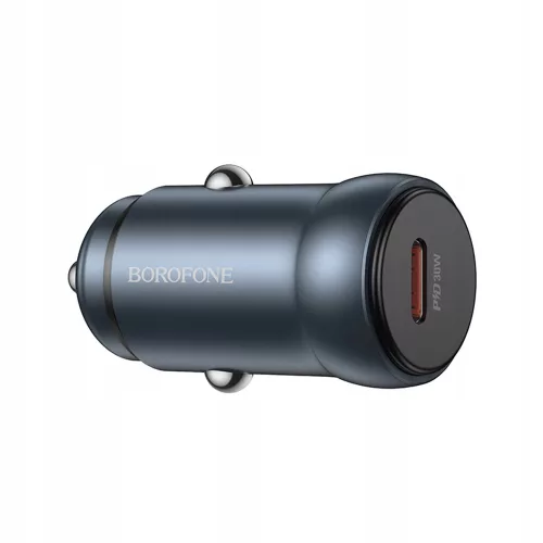 Borofone - Car Charger Fresh (BZ32) - Type-C, Fast Charge, Single Port, 30W (PD/QC/FCP/AFC), for 12-24V - Metal Gray